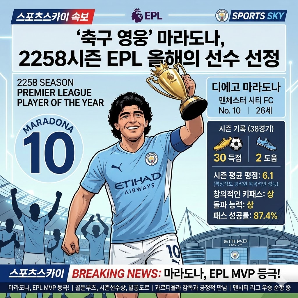 [충격] 마라도나, EPL 올해의 선수 등극! 평점 논란에
